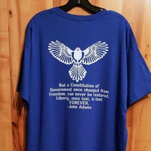 Handmade Vinyl Graphic XL Blue Hanes T-Shirt